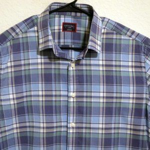 UNTUCKit Shirt Mens Large Long Sleeve Front Button Blue Green White Stripes